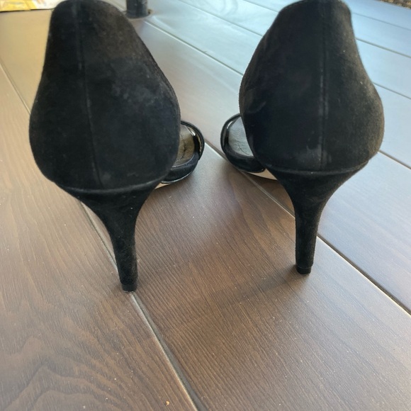 Pelle Moda Black Suade Pumps Open Toe Size 7M Vero Cuoid - Picture 4 of 8